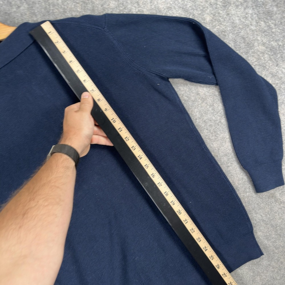 RAITH Cardigan Sweater Mens Large Blue 100% Cotton Button Front Knit Pockets - Picture 7 of 16